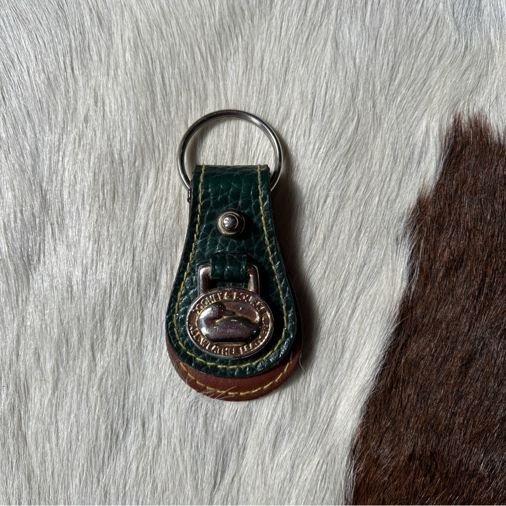 Dooney & Bourke Keychain Fob Bag Charm Vintage Made In USA Green Brown